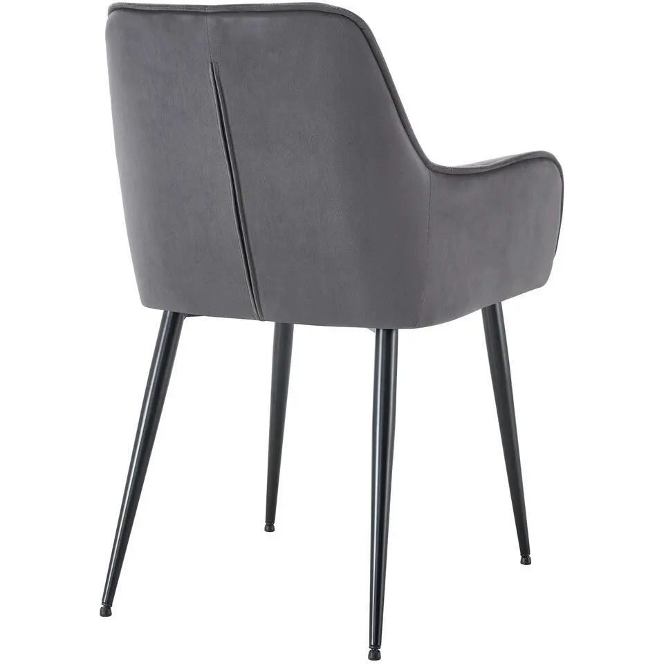 CLP Set van 2 Eetkamerstoel Ferndale zwart Frame - Fluweel - donkergrijs