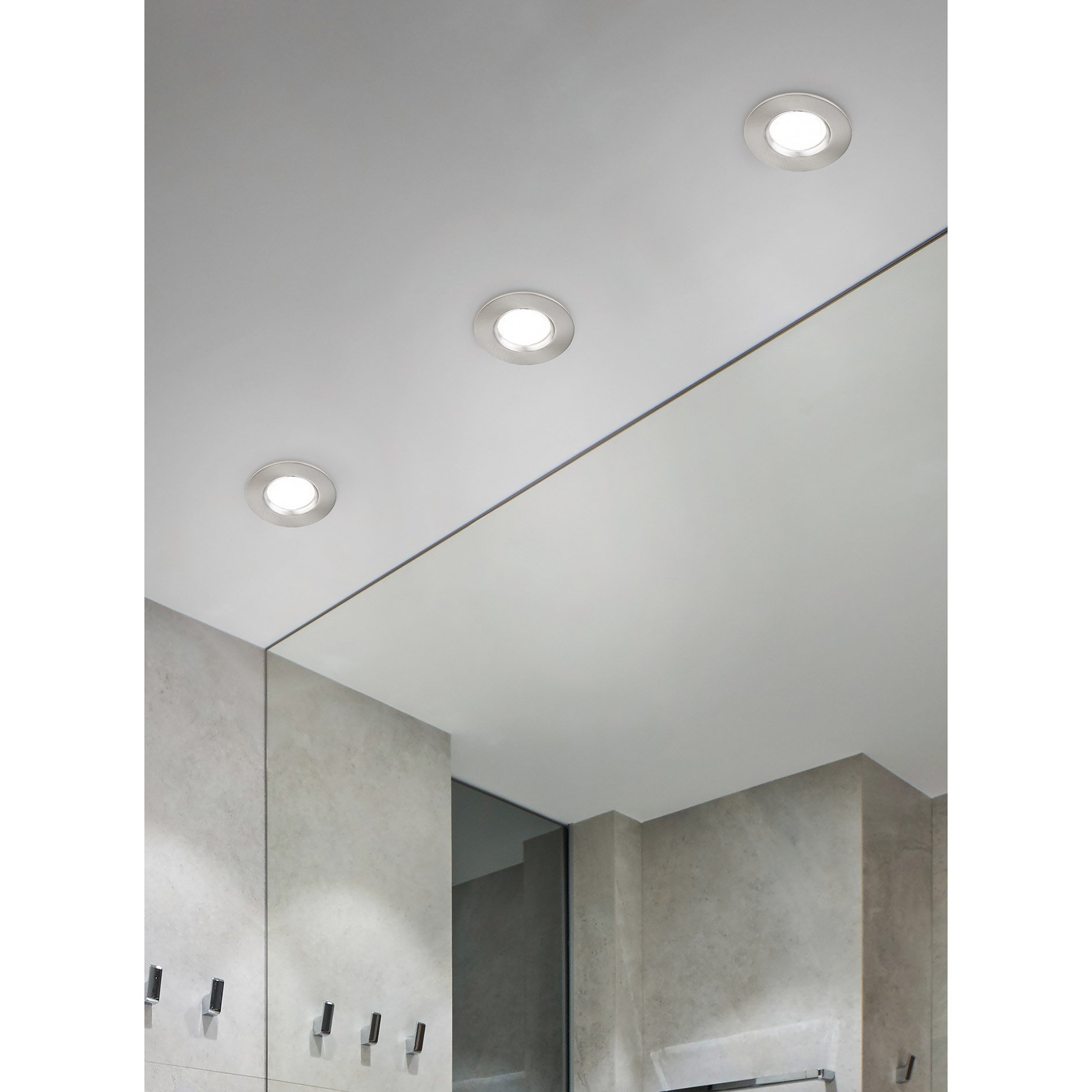 3er-Set LED-Einbauleuchten - Nickel matt - dimmbar