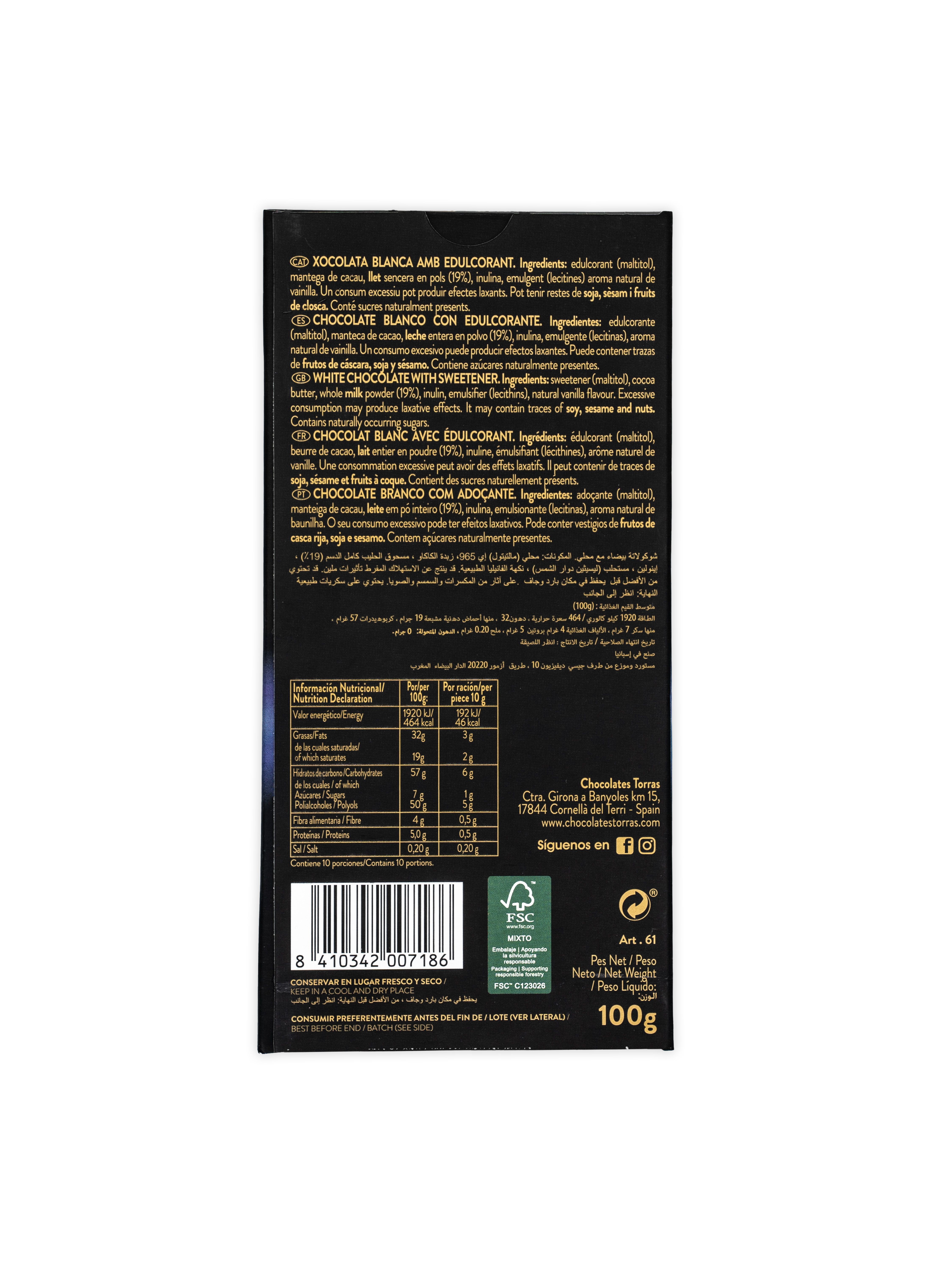 Torras Zero White Chocolate