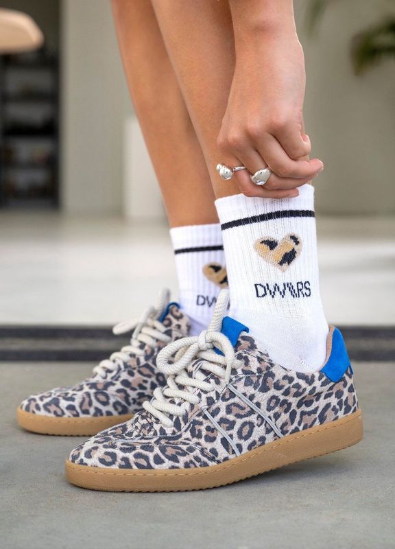 DWRS - Poona Leopard - Sneakers - Zand/Kobalt - Leer