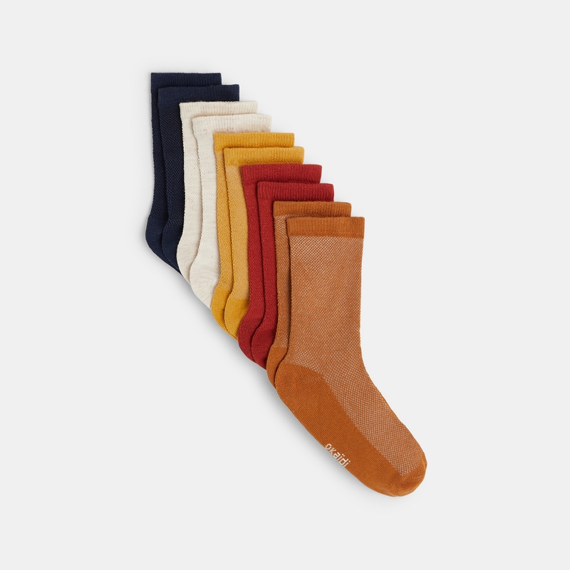 Chaussettes unies (lot de 5) rouges garçon