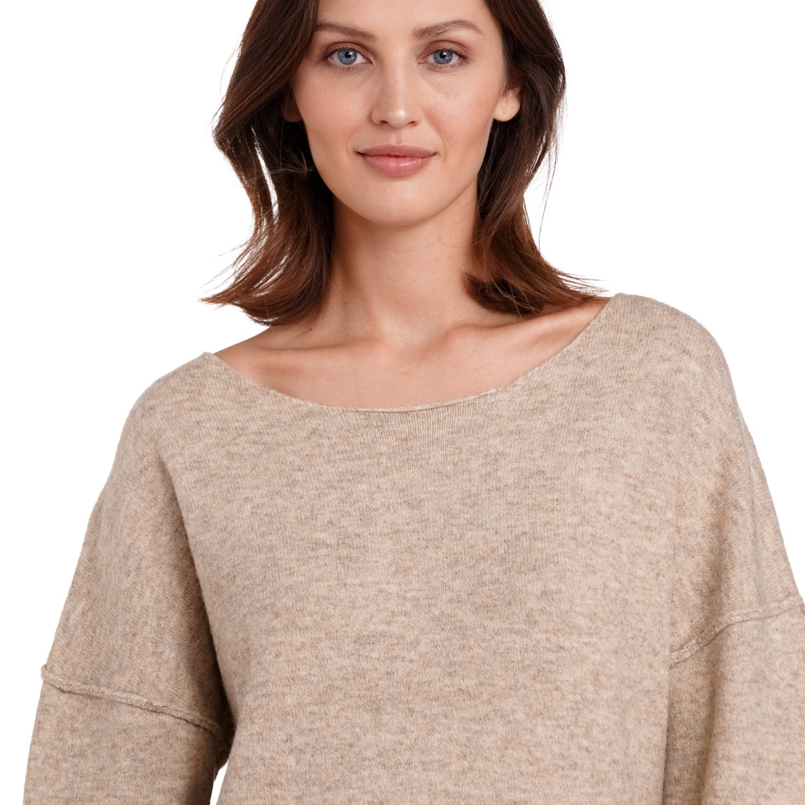 Jonas Nielsen Damen Strickpullover mit U-Boot-Ausschnitt beige