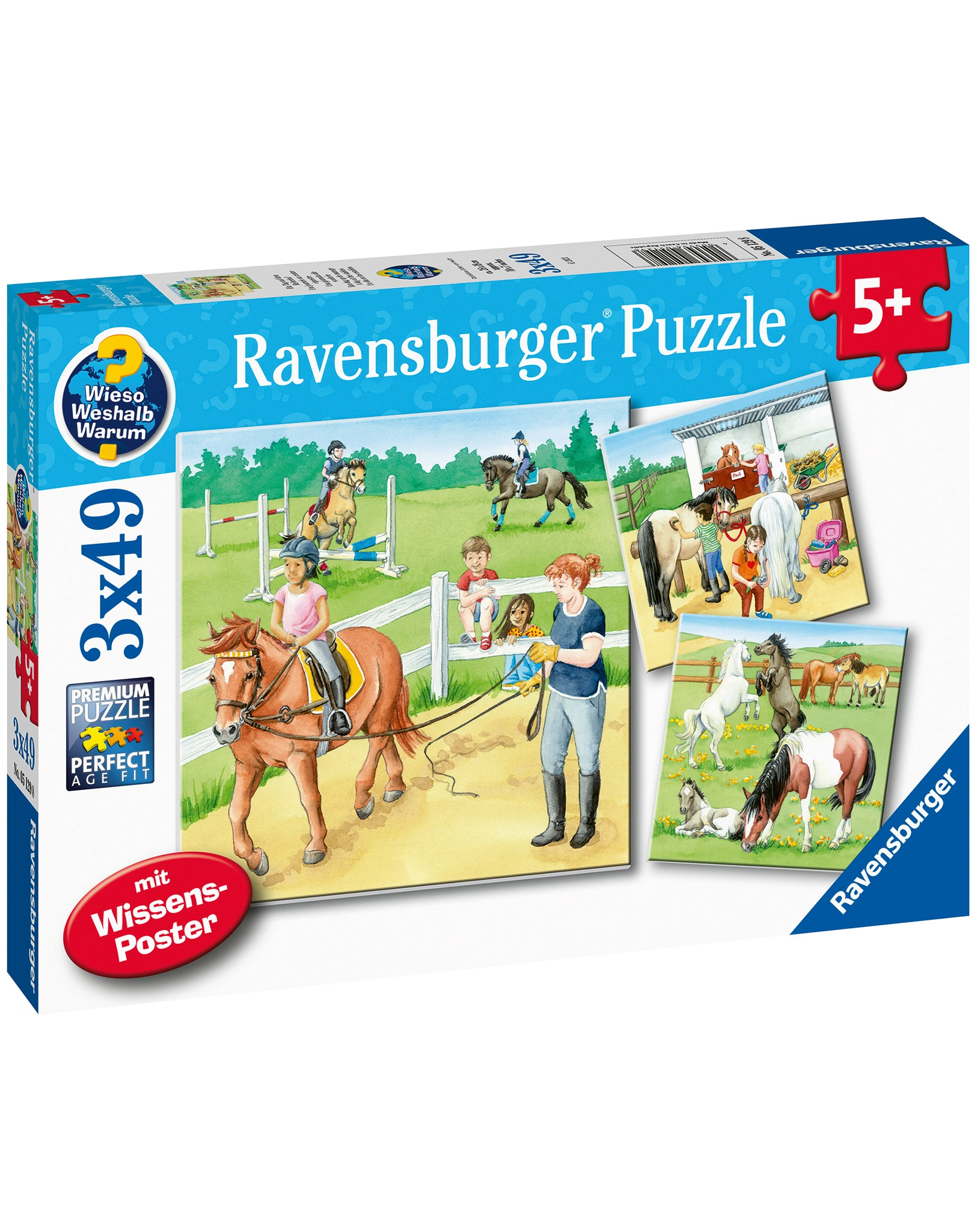 Puzzle WIESO? WESHALB? WARUM - Ein Tag auf dem Reiterhof - 3x49-teilig