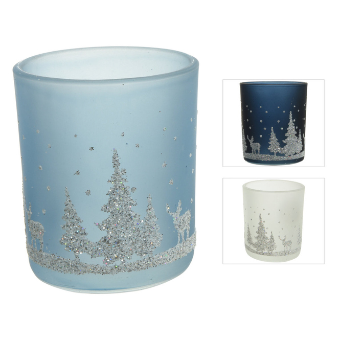 Teelichtglas - Weihnachten - ca. 7 x 8,5 cm - 1 Stück