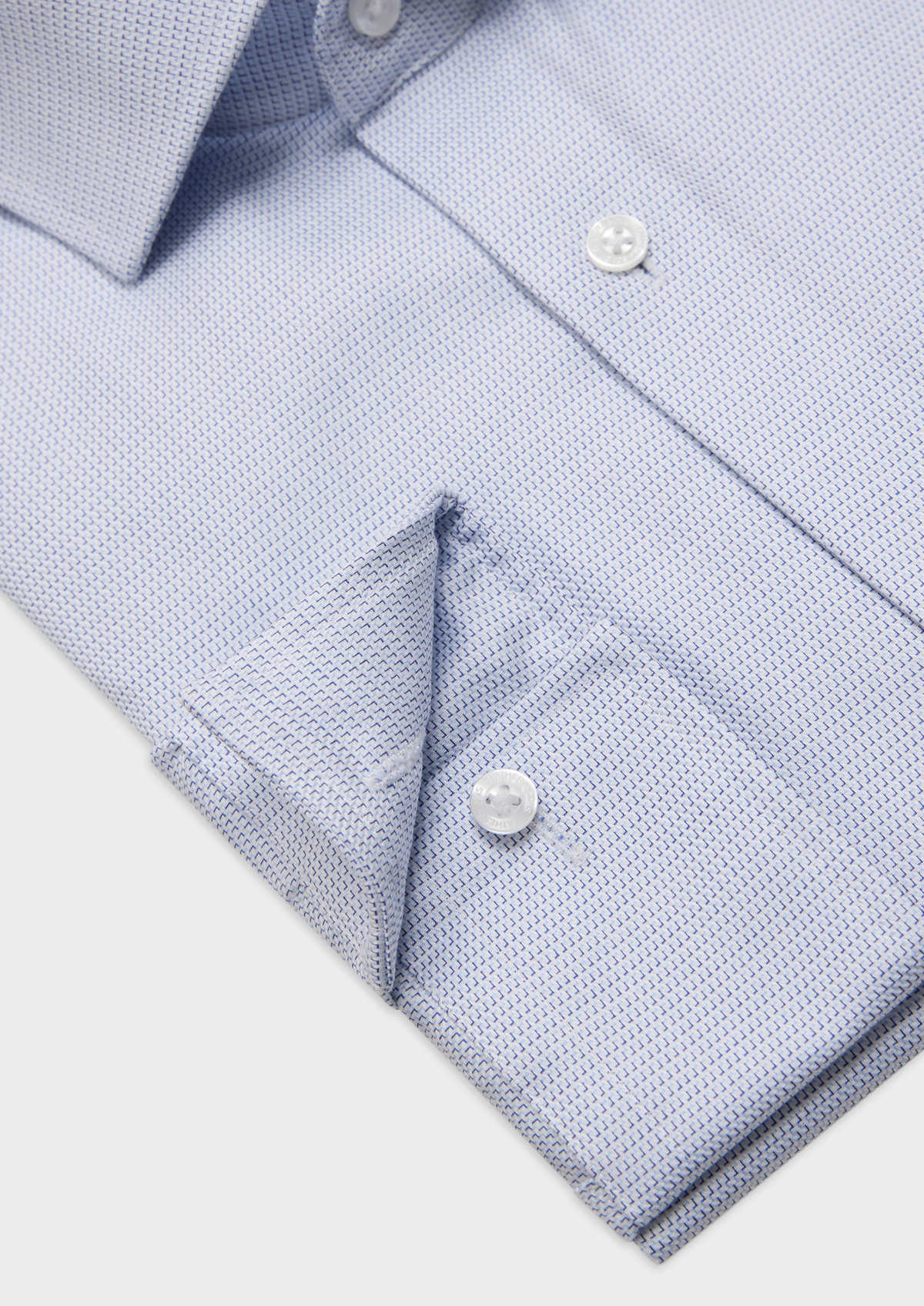 Chemise habillée non-iron Slim en coton Jacquard blanc à motif fantaisie bleu ciel