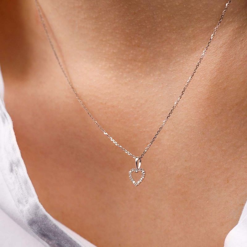 Pendentif  Coeur Or Blanc et Diamant