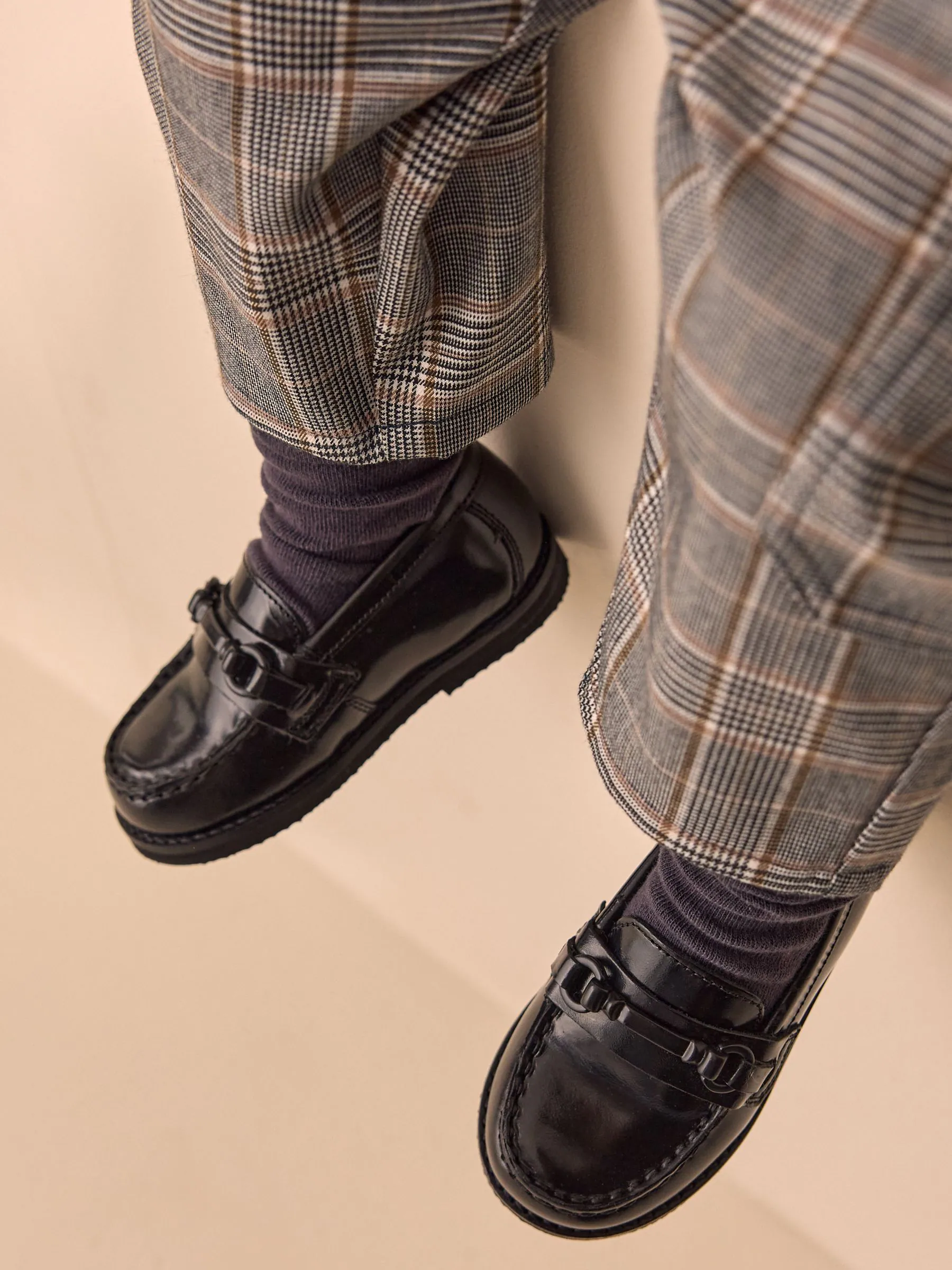 Zwart - Leren loafers met zadel