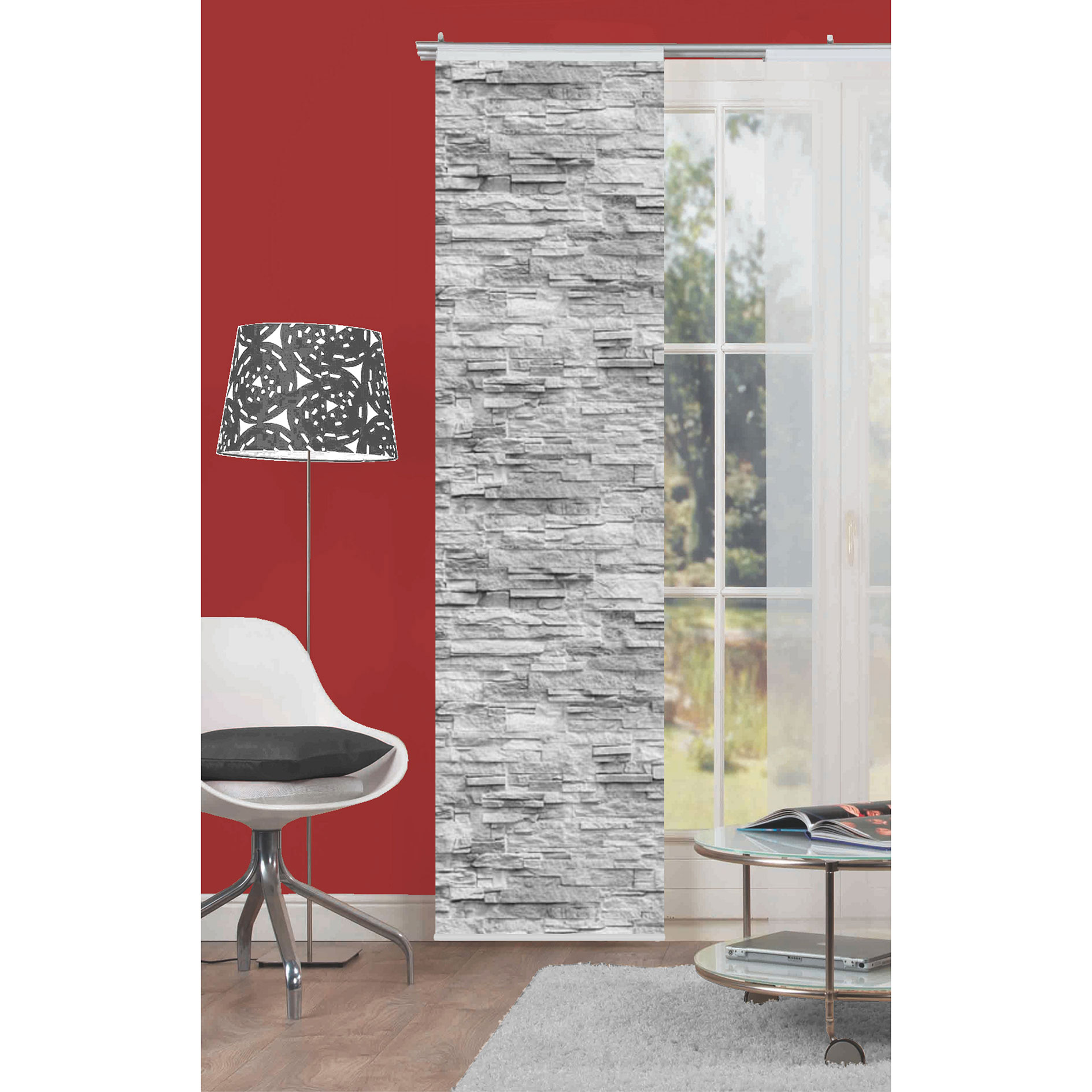 Schiebevorhang WALLI - anthrazit - 60x245 cm