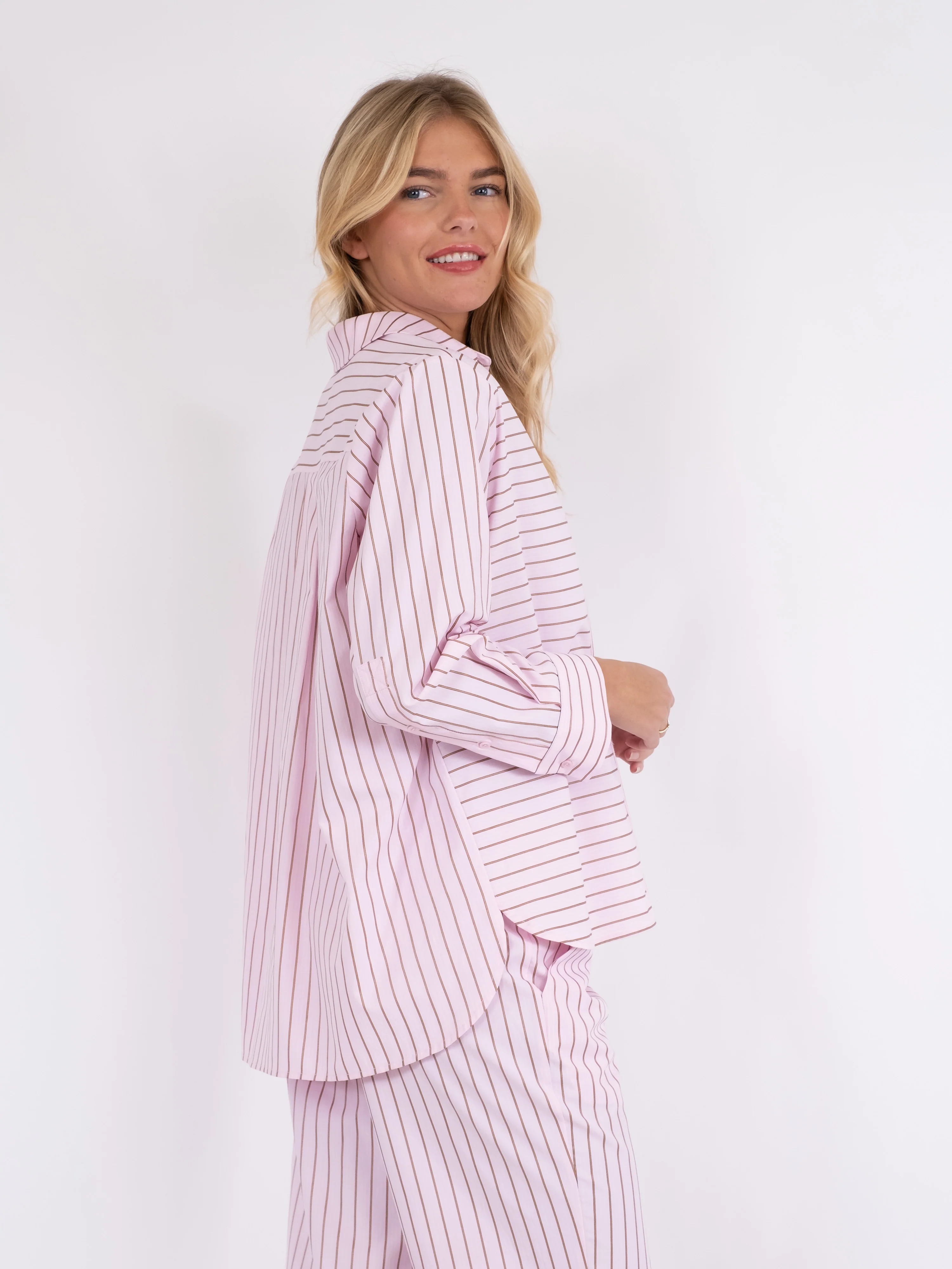 Neo Noir  Gili Multi Stripe skjorte - Light Pink