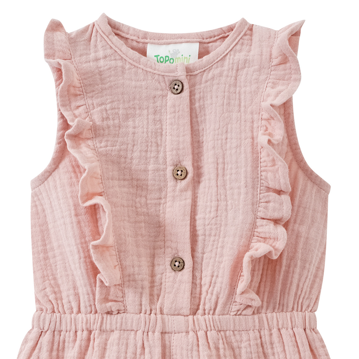 Topomini Pure Collection Baby Musselin-Overall mit Rüschen zartrosa