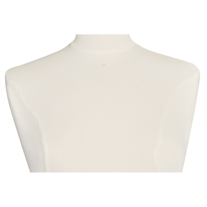 Collier Câble Nylon et Coeur de Strass Argent Rhodié