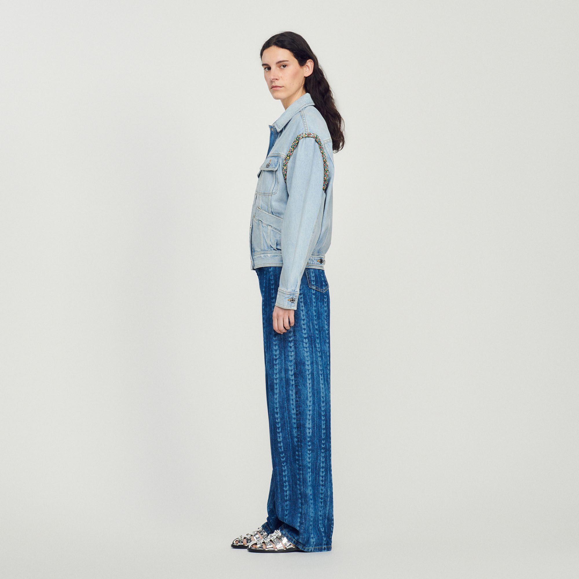 Veste en jean strassee