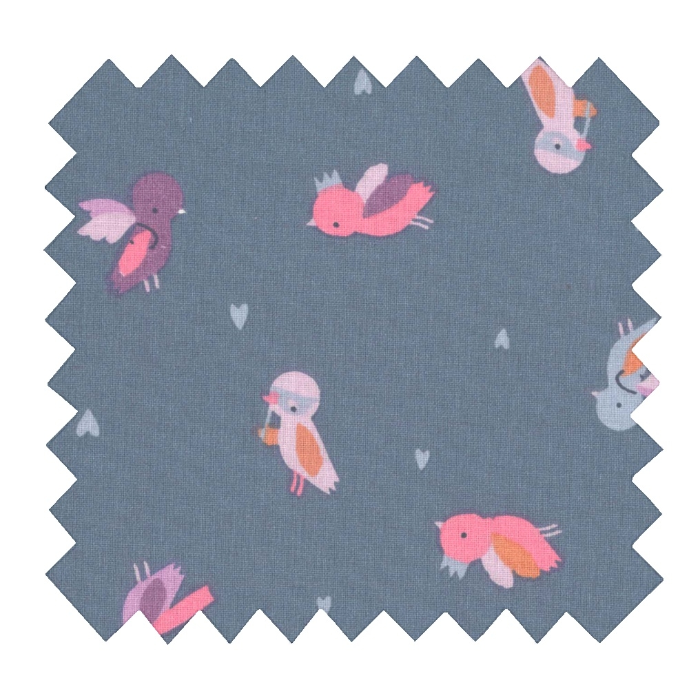 Tissu Coton Au Mètre Ex2475 Pioupiou Cœur Bleu