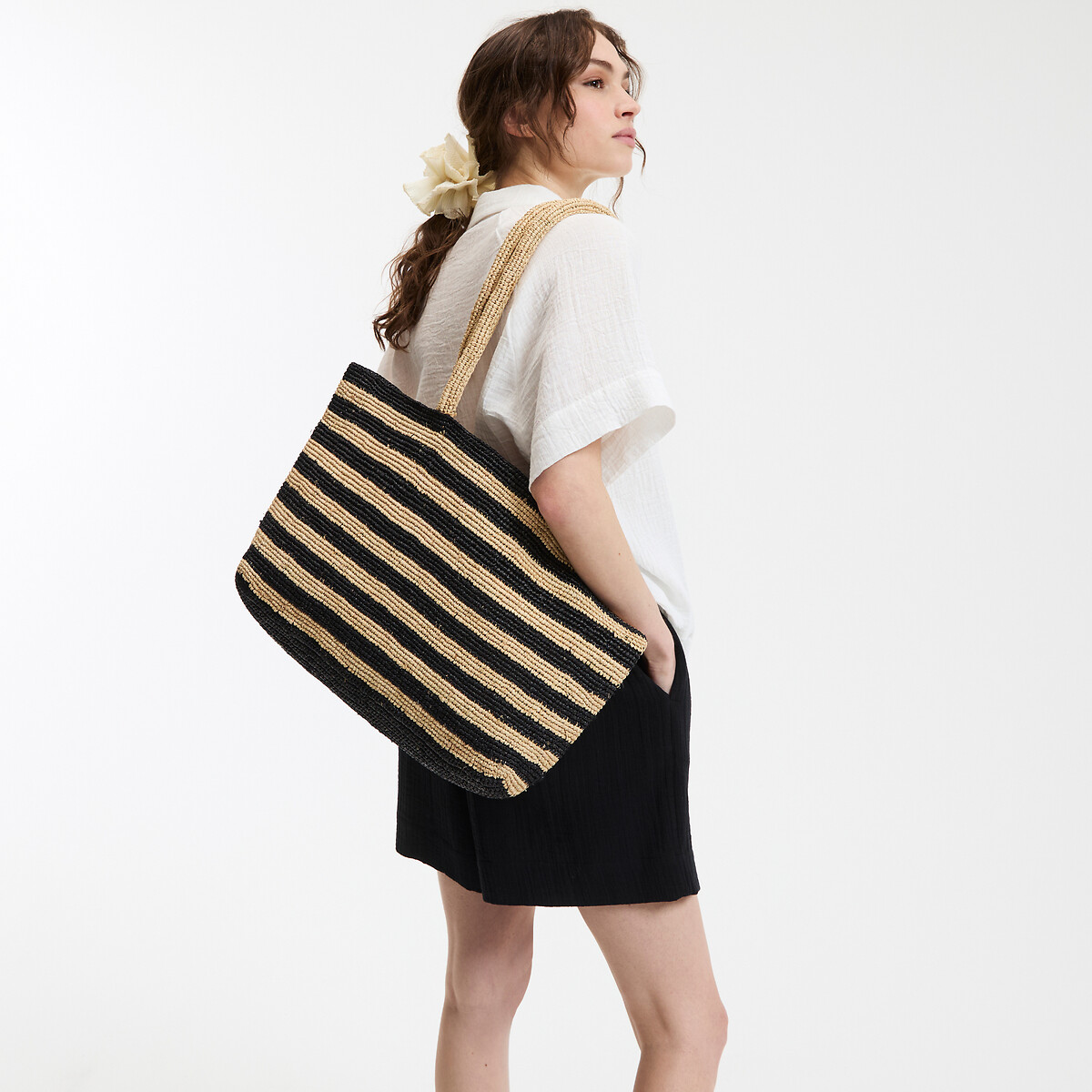 COLEÇÕES LA REDOUTE<br>Bolsa de ráfia bicolor