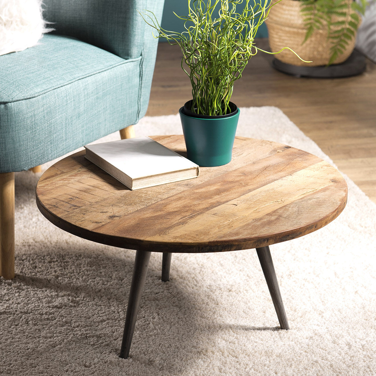 Macabane Table basse Sixtine teck - D.55xH.30 cm