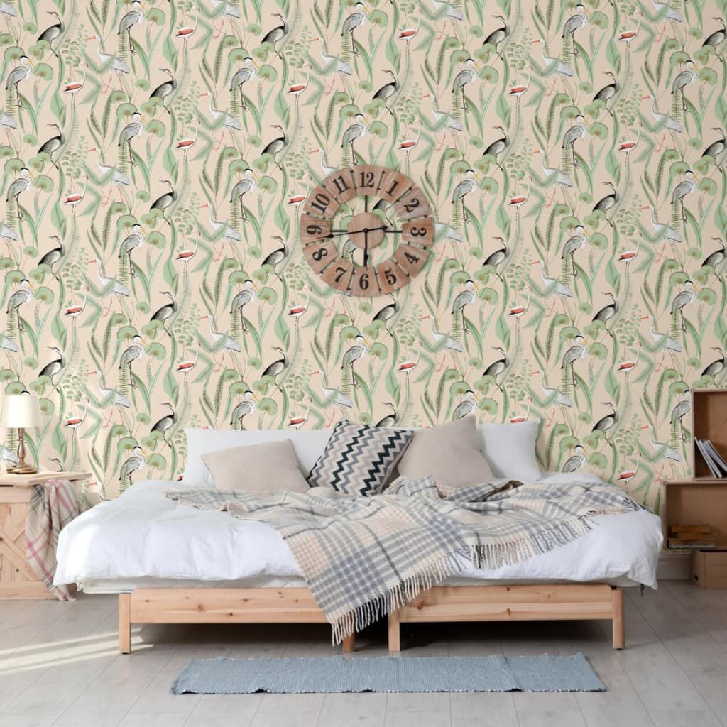 DUTCH WALLCOVERINGS Flamingo Behang, Crème en Mint