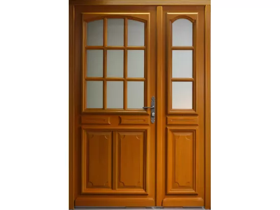 Porte D'Entrée Tiercee Bois Vitrée Marine H215 X L130 P,Gauche Côtes Tableau