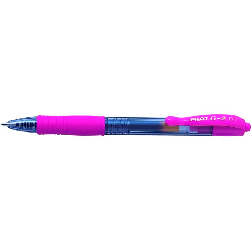 Roller pilot g2+ 7 fun ecriture moyenne 0.4mm encre gel retractable corps translucide grip caoutchouc rose