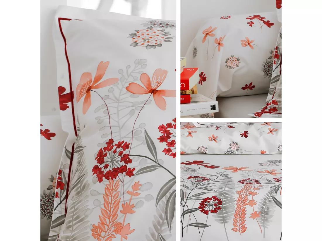 Taie de traversin 200x43 cm Percale pur coton PETITE FOLIE Rouge