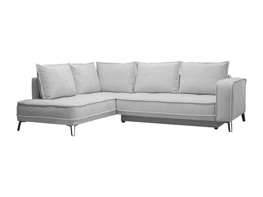 Canapé d'angle gauche convertible en tissu gris clair BALCORIA de Maison Céphy