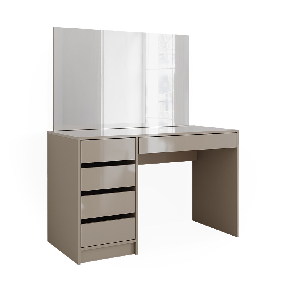 Vicco Schminktisch Sherry Greige Hochglanz 120 x 75 cm 5 Schubladen Spiegel