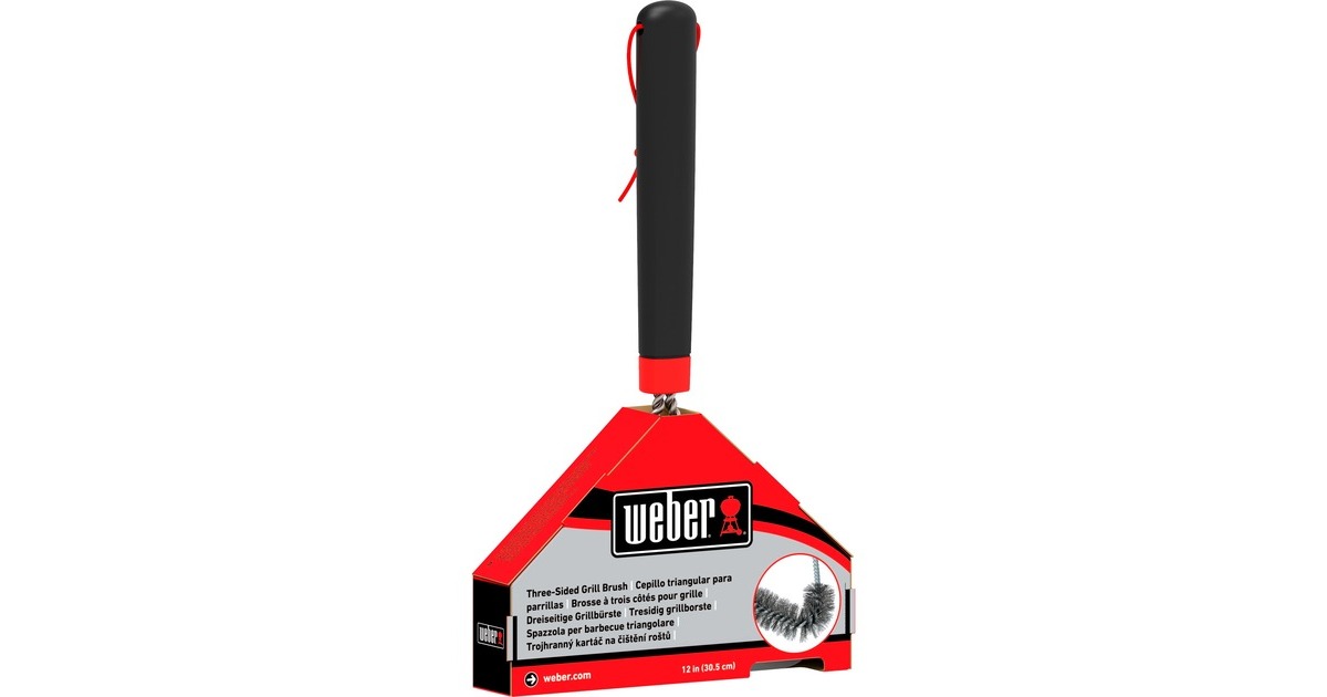 WeberDriezijdige reinigingsborstel grillreinigingsborstel  (Zwart/rood, 30 cm)