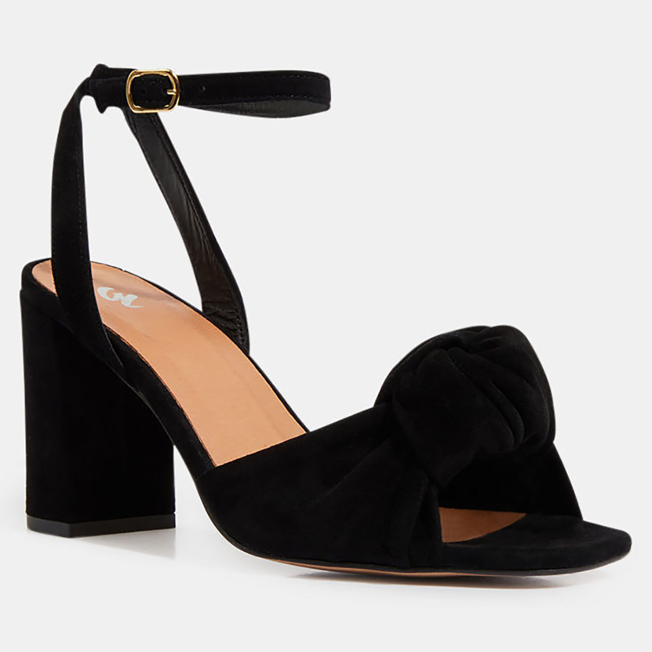 Galeries Lafayette Sandales à talon en Velours de Cuir noires - Talon 8.5 cm