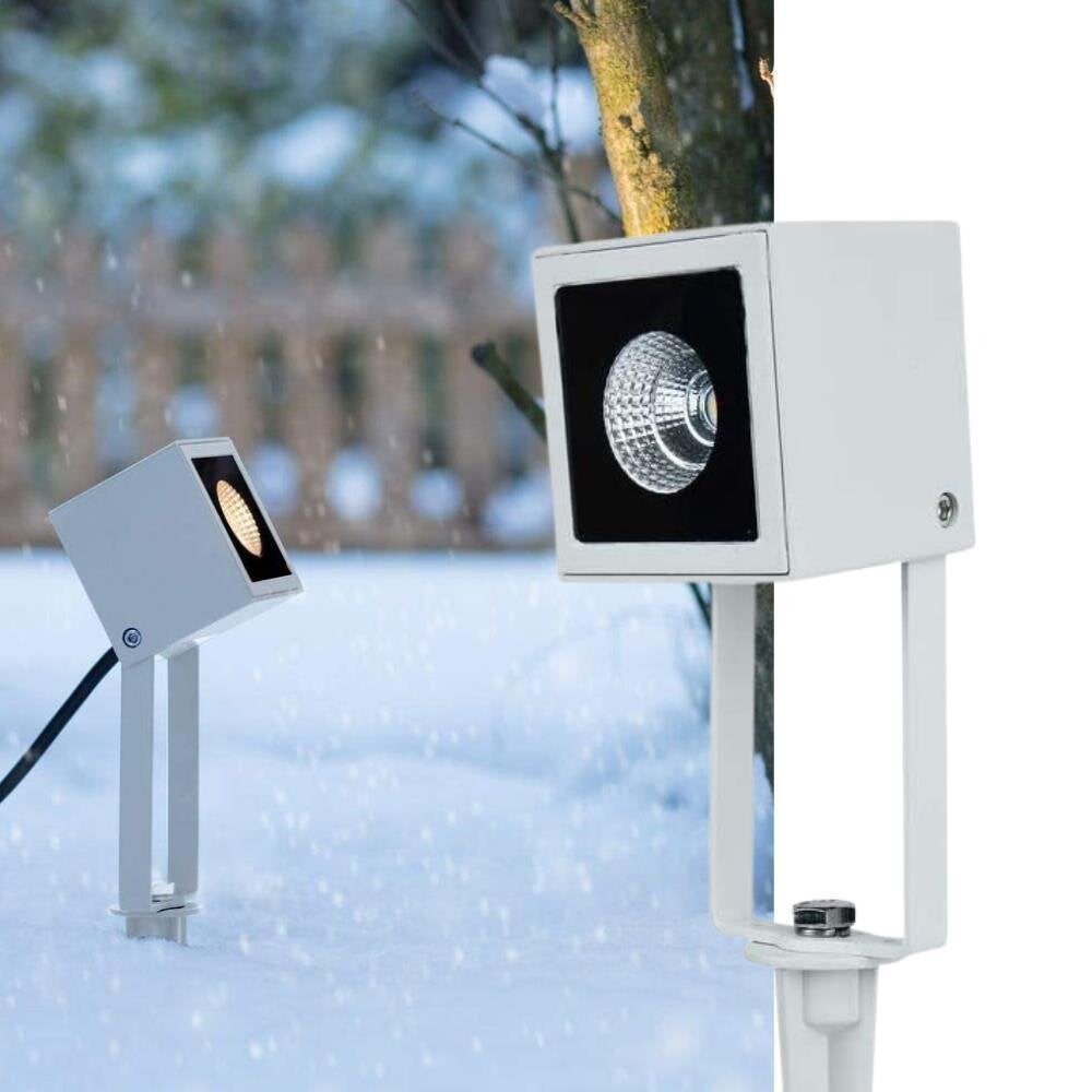 famlights | Vincent LED grondspot van aluminium in mat wit, 470 lumen