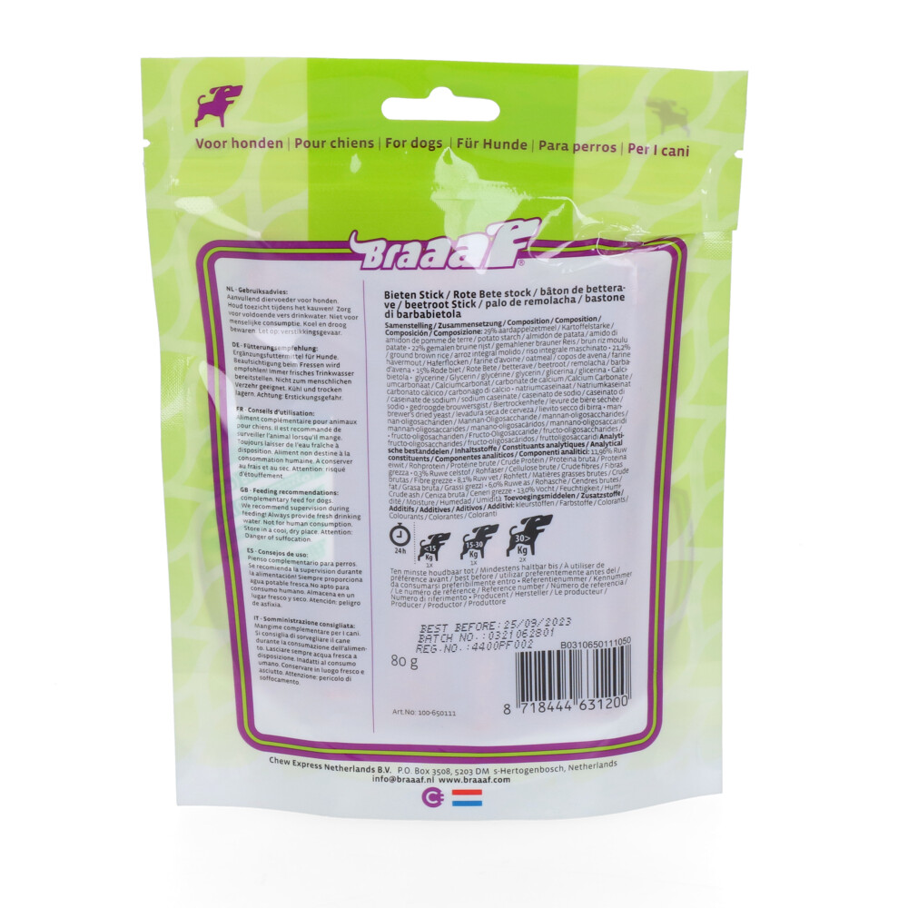 Braaaf Bieten Sticks 12 cm80 gr