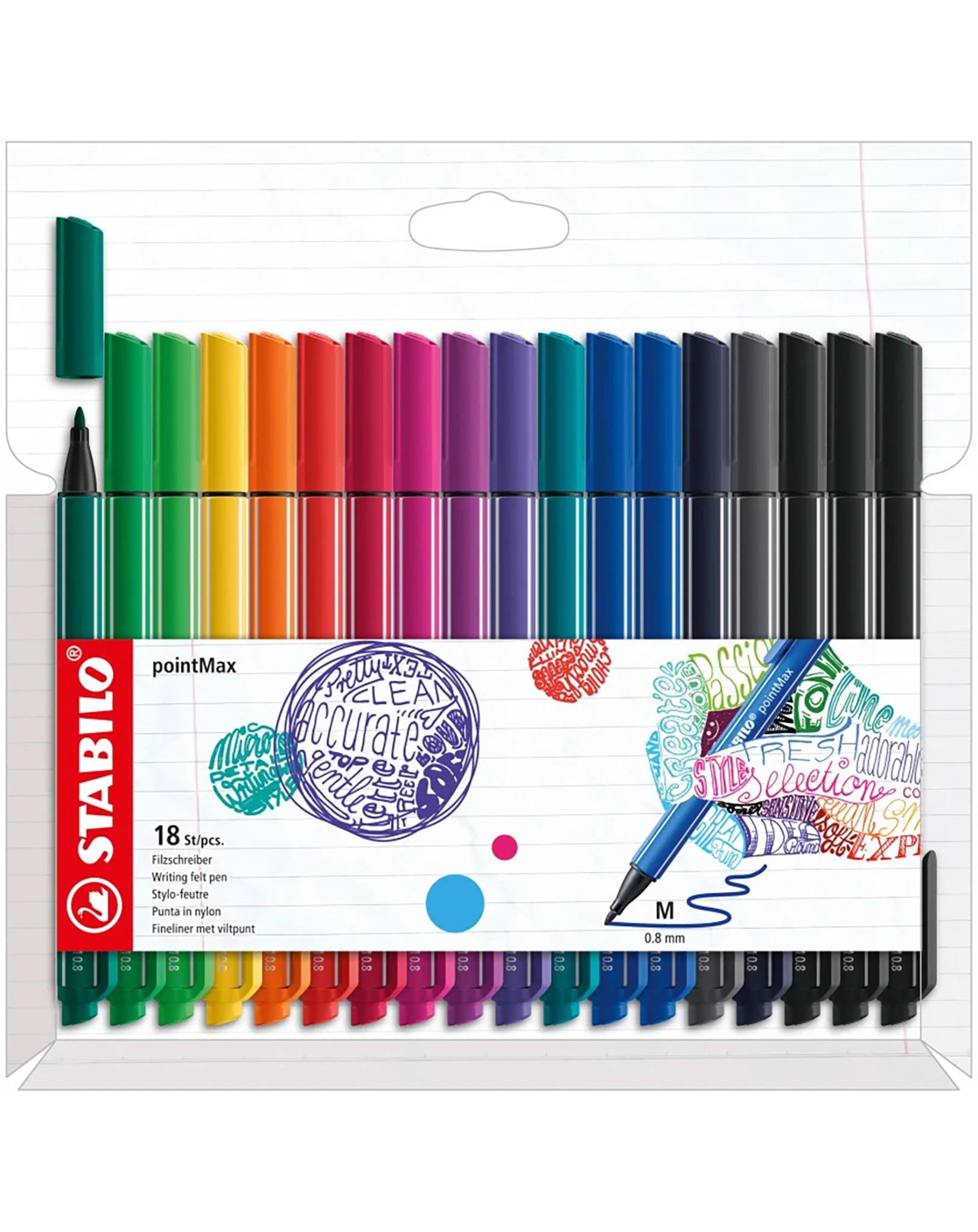 Filzstift STABILO® pointMAX NEUE FARBEN 18er-Pack