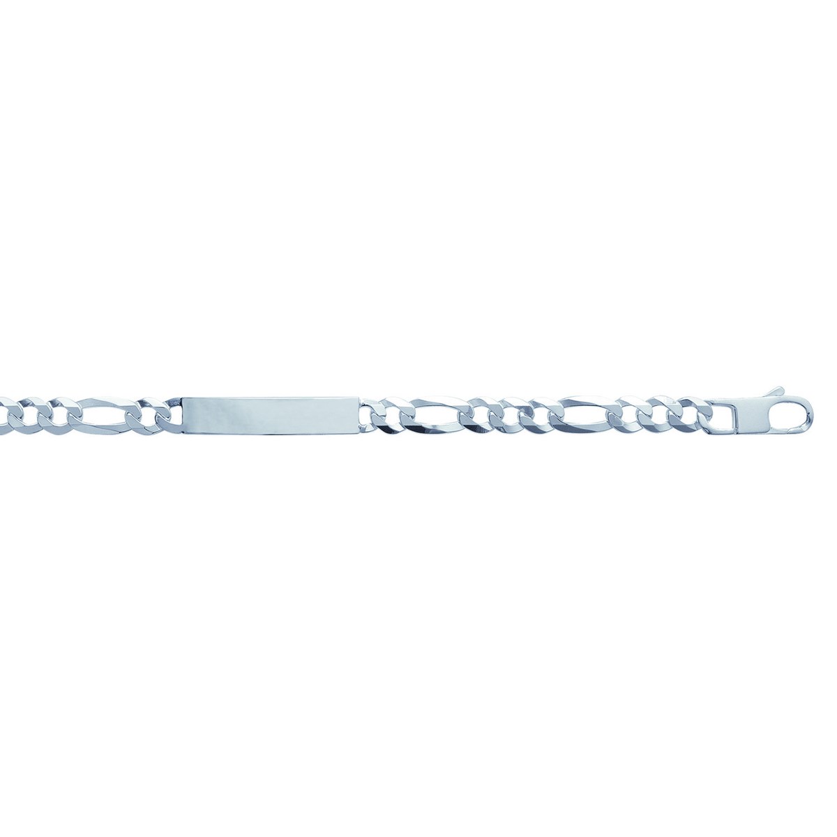 Bracelet d'identité maille figaro argent rhodié