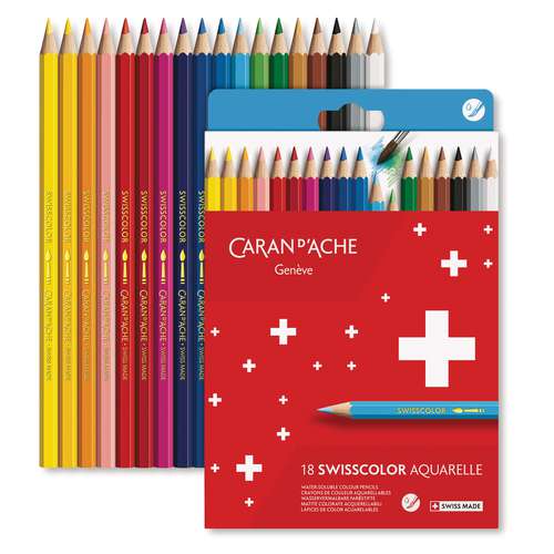 CARAN D'ACHE® Swisscolor wasservermalbare Farbstifte, Karton-Etuis