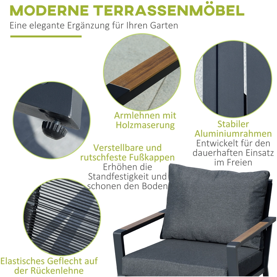 Outsunny Gartenmöbel Set mit Tisch grau