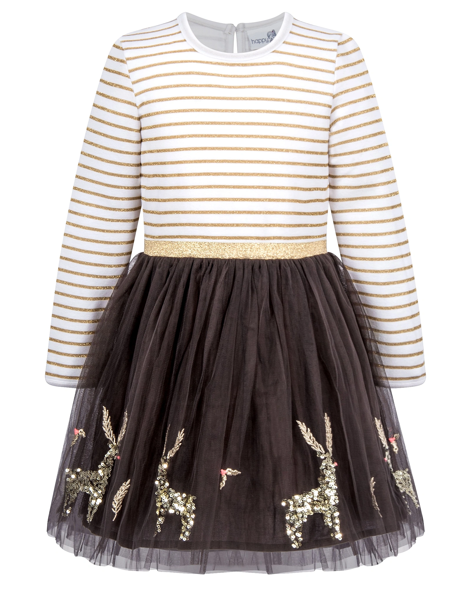 Langarmkleid GLAMOUR DEER in schwarz/gold