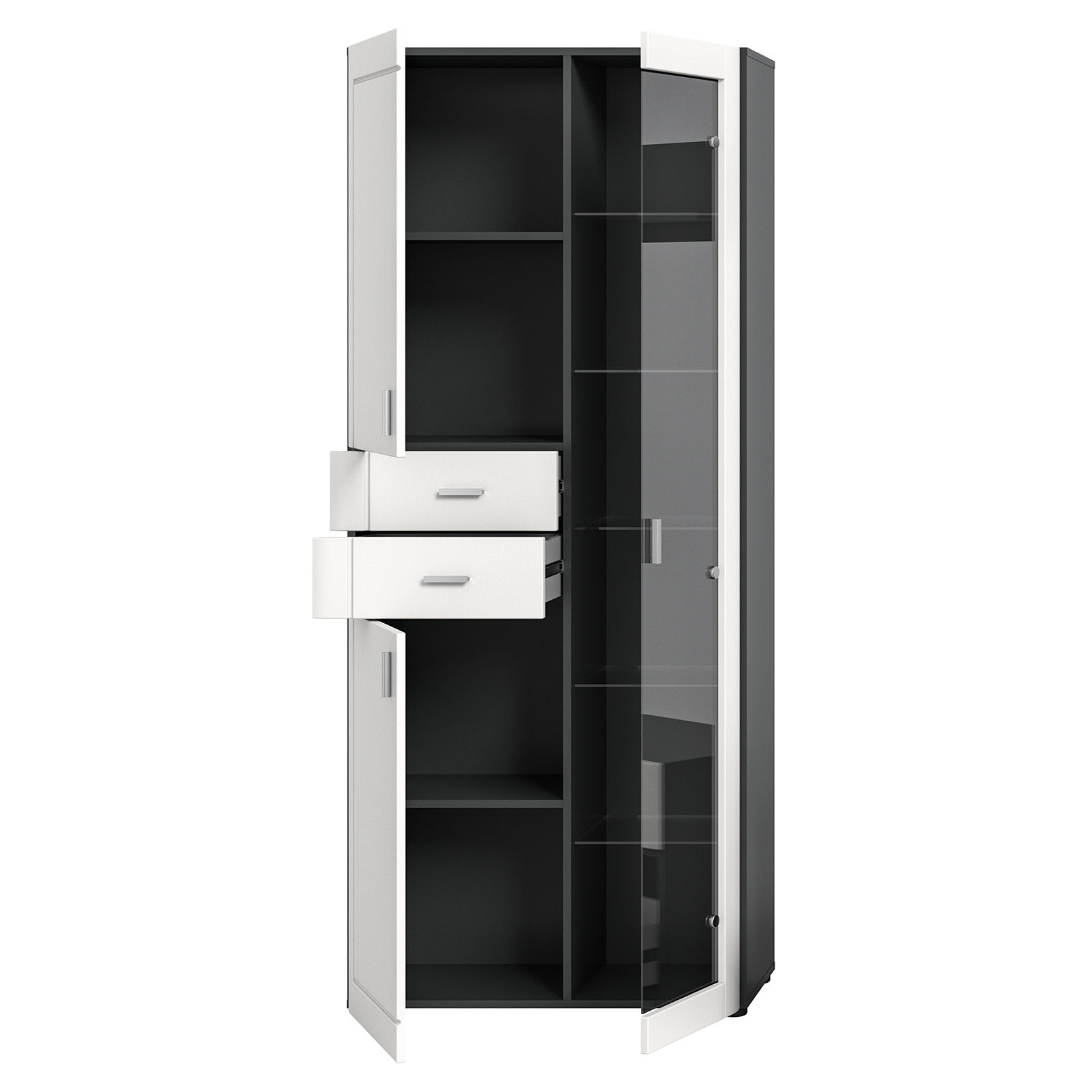 Stauraumvitrine - weiß-grau - 80 cm breit