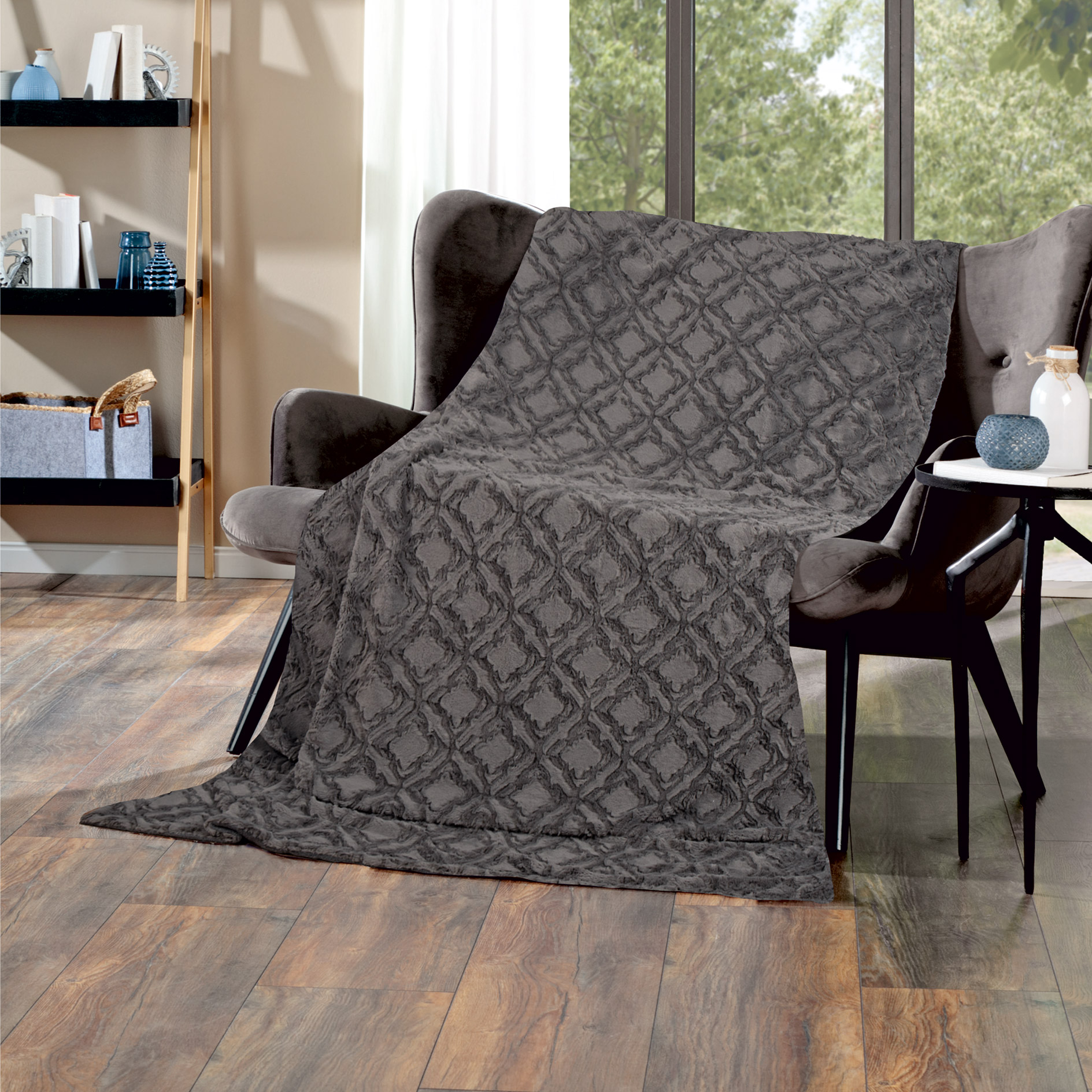 Webpelz-Decke - anthrazit oder silber - sortiert - 150x200 cm