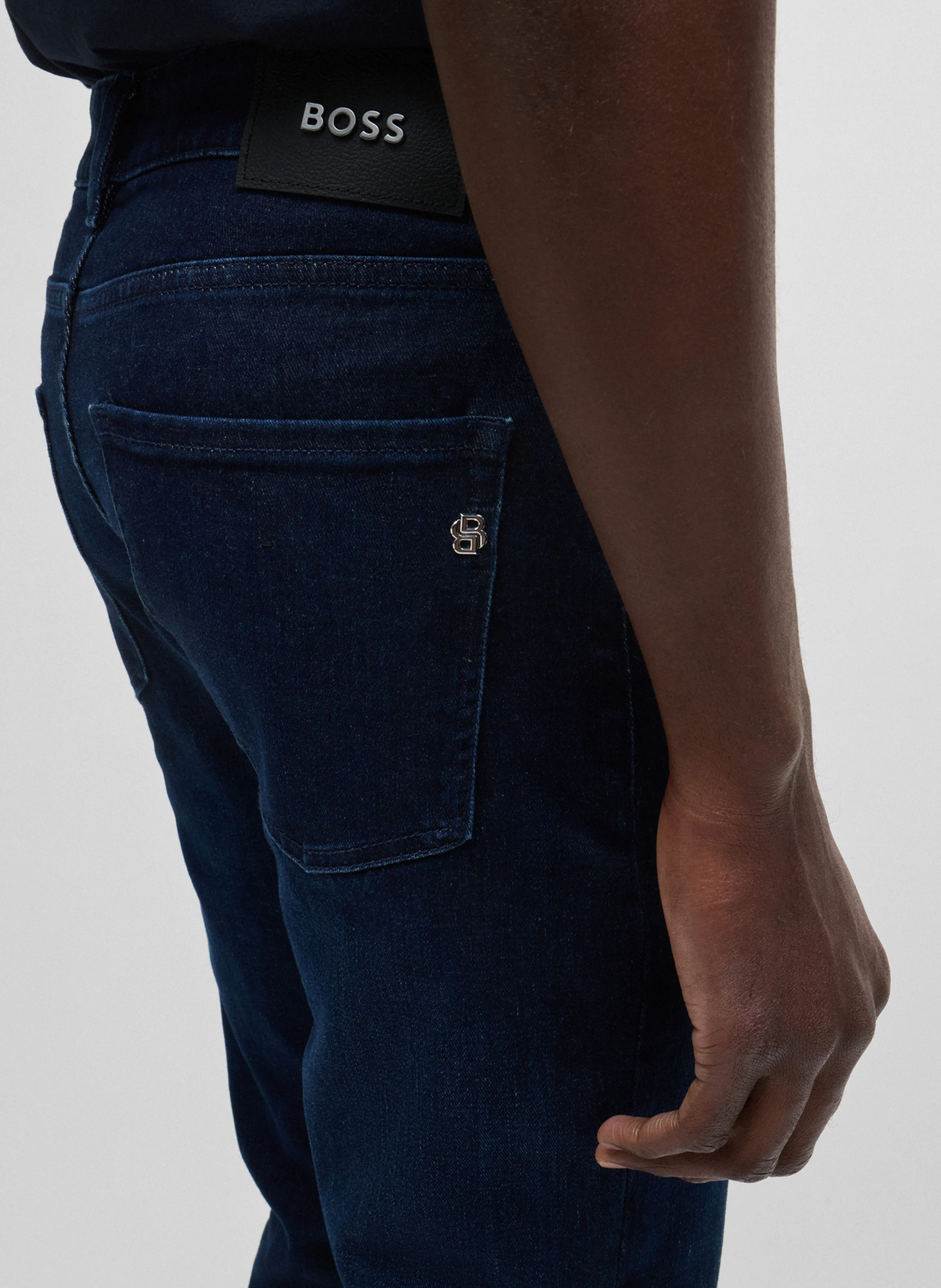 Jean slim-fit en coton mélnagé | Bleu