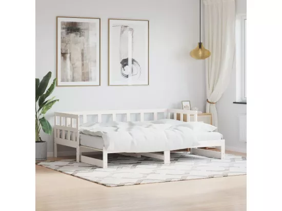 Lit de jour avec lit gigogne blanc 90x190 cm bois de pin massif