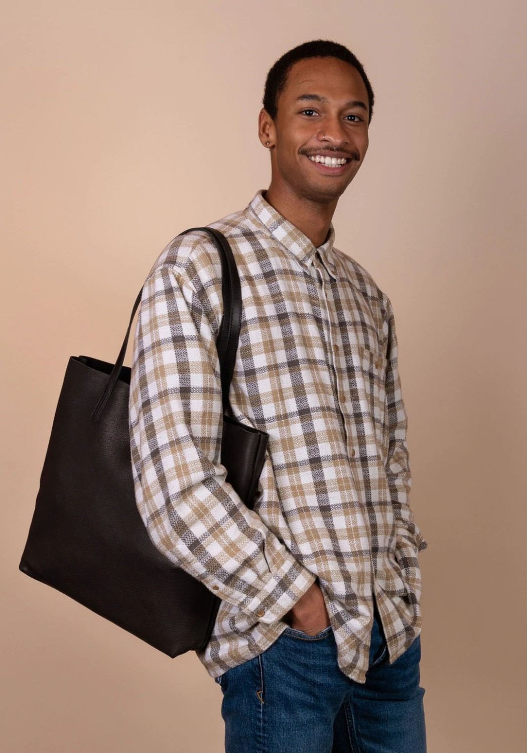 O My Bag Leder-Shopper Georgia Soft Grain Leather Black
