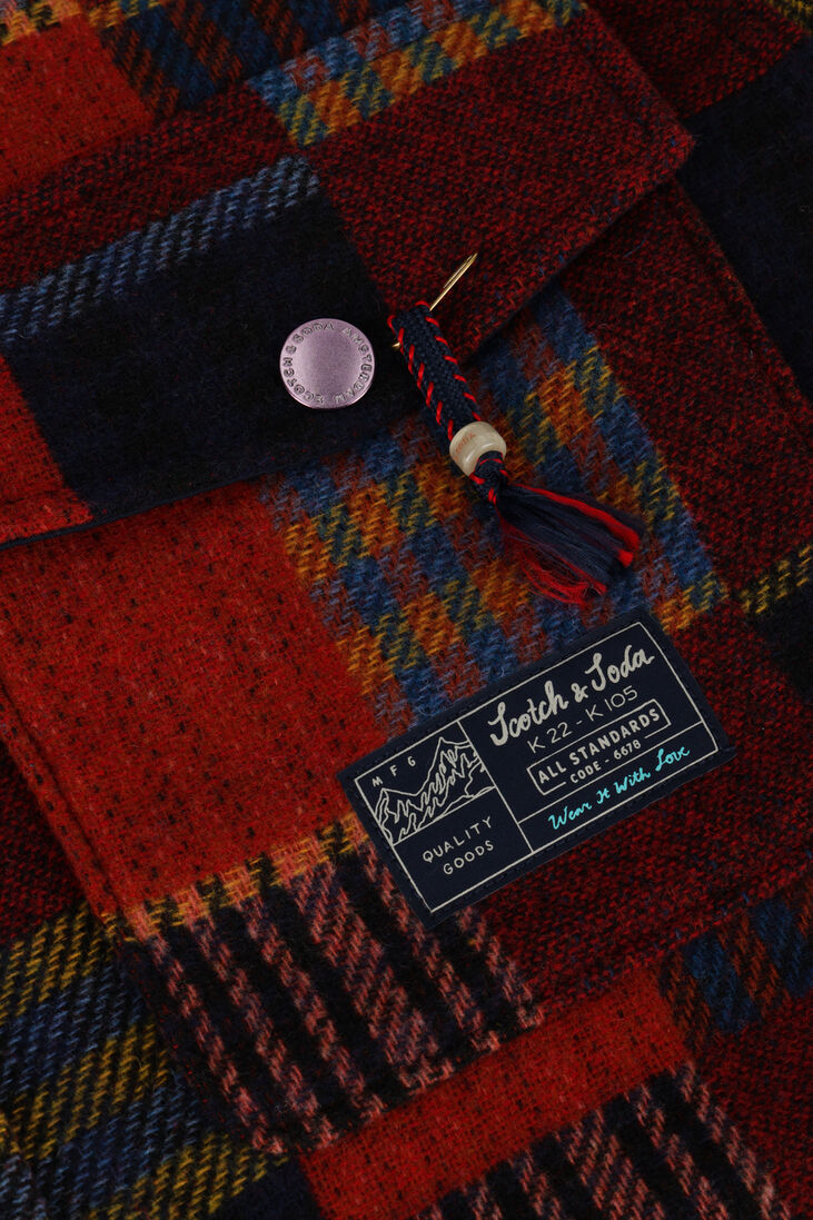 SCOTCH & SODA rode scotch & soda overshirt jacquard patchwork-check overshirt