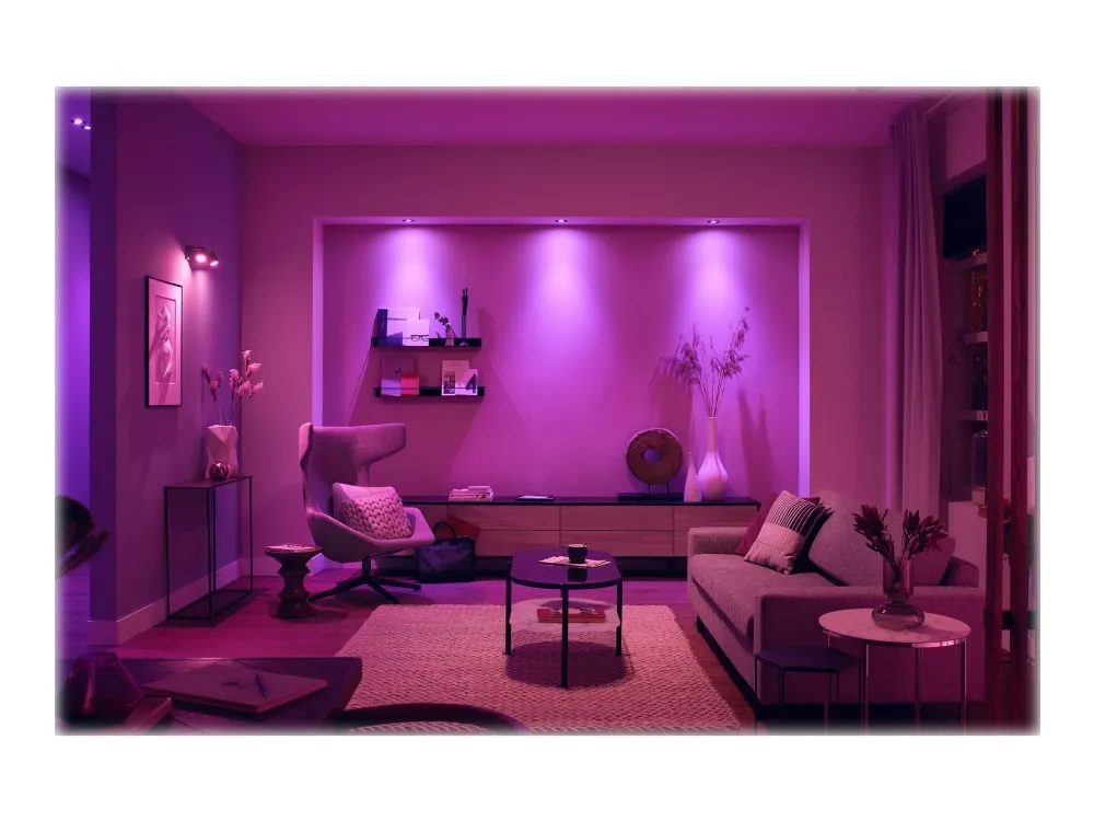 Philips Hue White and Color Ambiance Centura - Indlejret spotlys - LED-spot lyspære - GU10 - 5.7 W - klasse G - 16 millioner farver/varmt hvidt til koldt hvidt lys - 2000-6500 K - hvid (pakke med 3)