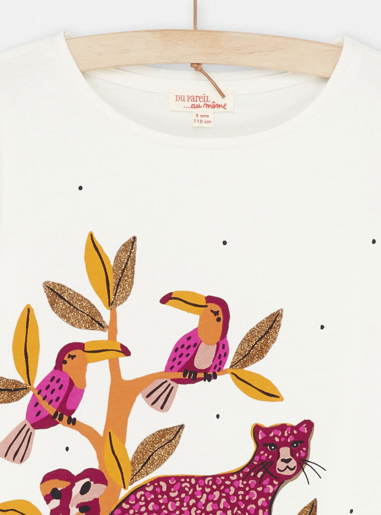 T-shirt écru à animation panthère