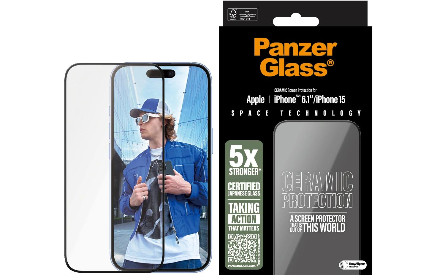 Displayschutz Ultra Wide Fit Ceramic iPhone 15/16Ceramic-Display-Schutzfolie für das Apple iPhone 15/iPhone 16