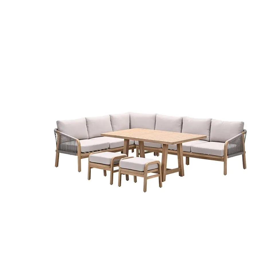 Santos lounge-diningset - 5-dlg.-links -acaciahout met white wash-sand