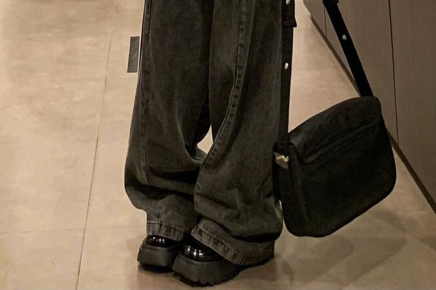 Kloitrinm - High Waist Washed Baggy Jeans