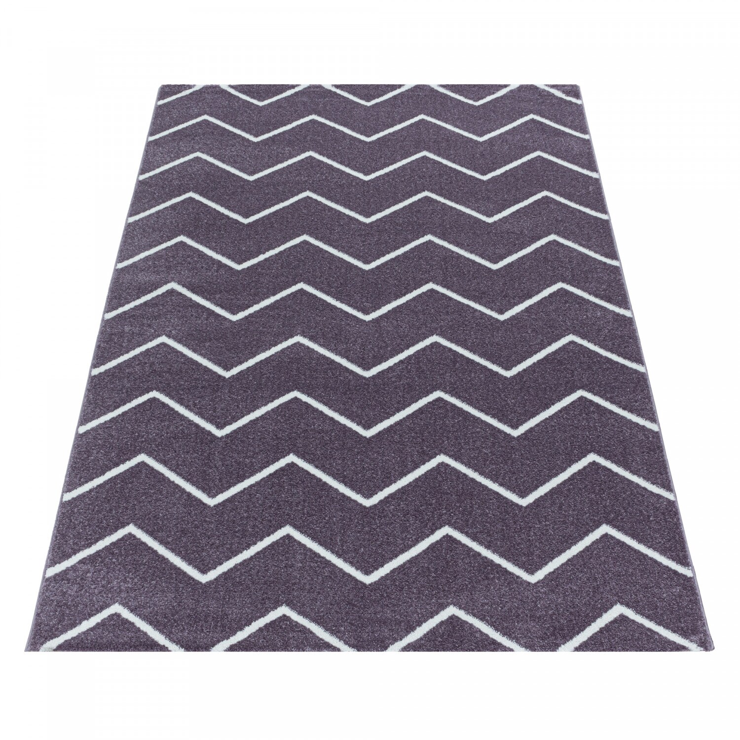 Stilvoller Designer Teppich: Modernes Kurzflor-Zick-Zack Design, Wohnzimmer