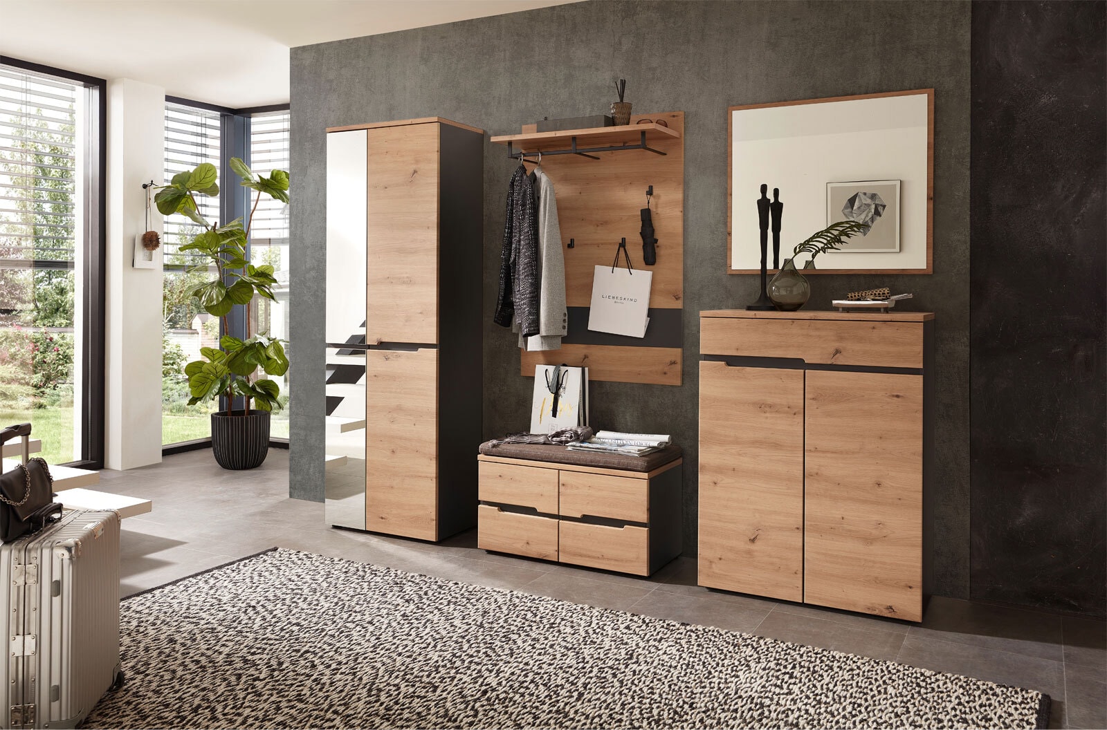 Garderobenschrank MEMPHIS 65 x 197 cm Artisan Eiche/ Graphitgrau