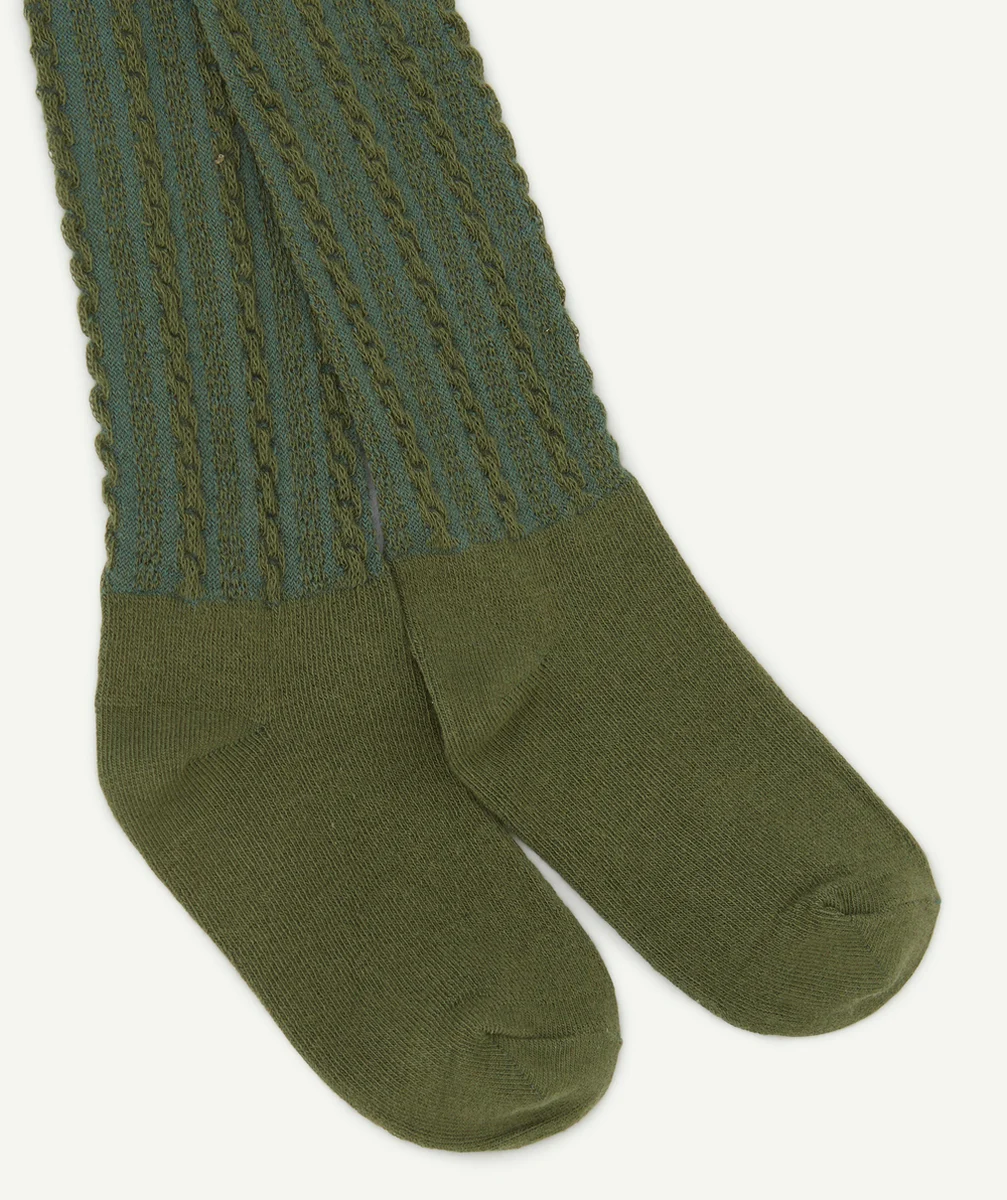 PAIRE DE COLLANTS FILLE EN TRICOT VERT
