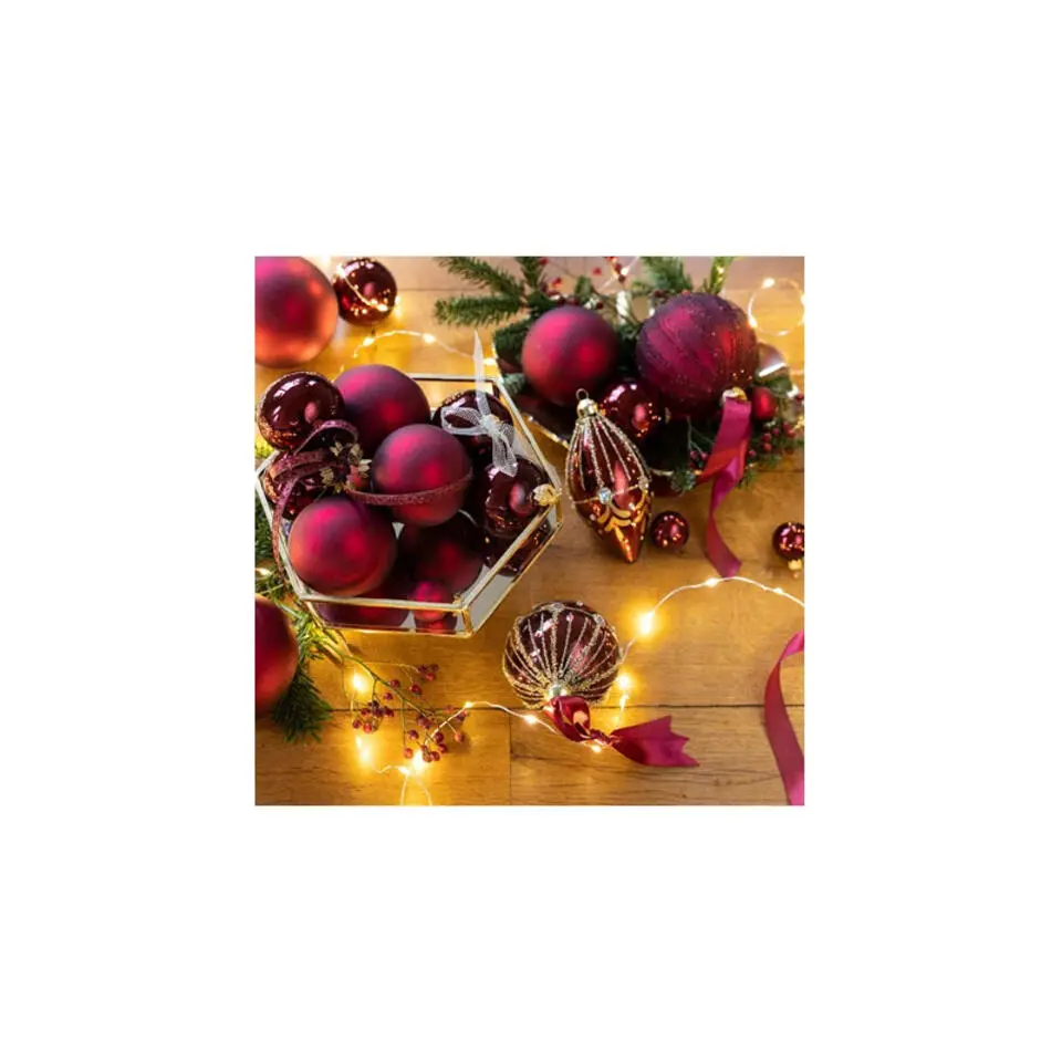 Decoris Kleine kerstballen - 18x - donkerrood - D4 cm - glas