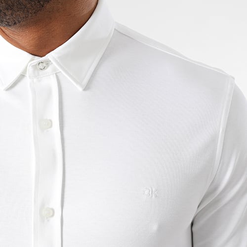 Chemise Manches Longues Smooth Cotton Slim 0858 Blanc